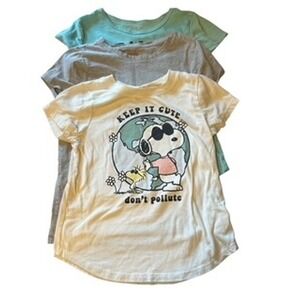 Girls Shirt Bundle Size M‎ 7/8 Snoopy Cat & Jack Short Sleeve Lot of 4
